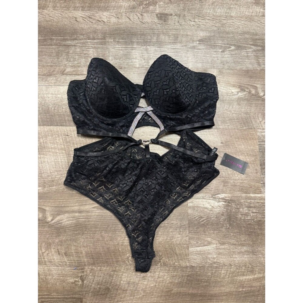 Body Rage Curve Black Lace Lingerie Piece Size 3x NWT